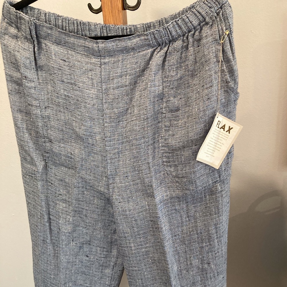 Flax navy blue NWT elastic waist floods size L